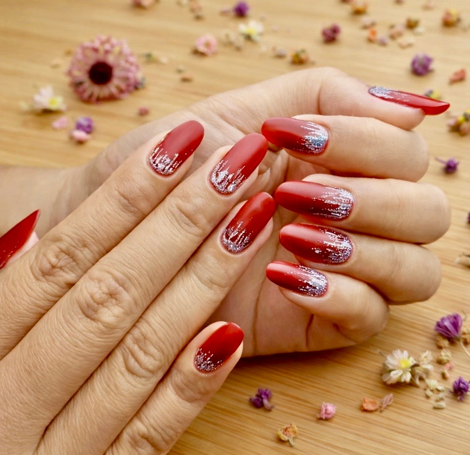 Hardgel Extension with Glitter Design