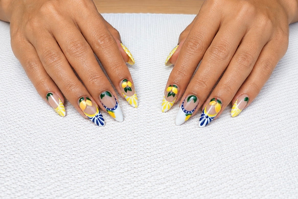 Built Acrygel Extension & Summer Lemon Art