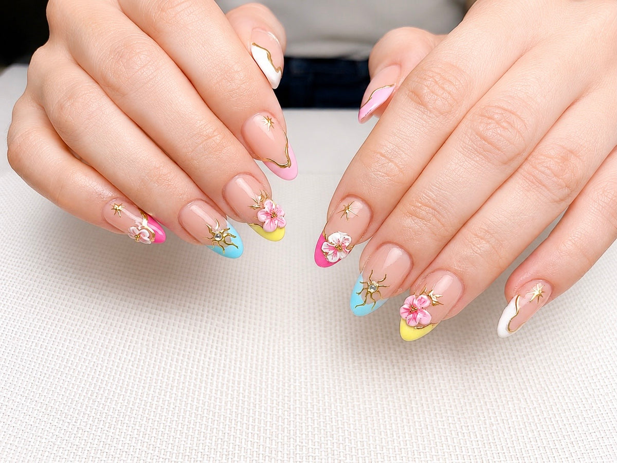 Built Acrylgel Extension with Colorful Design