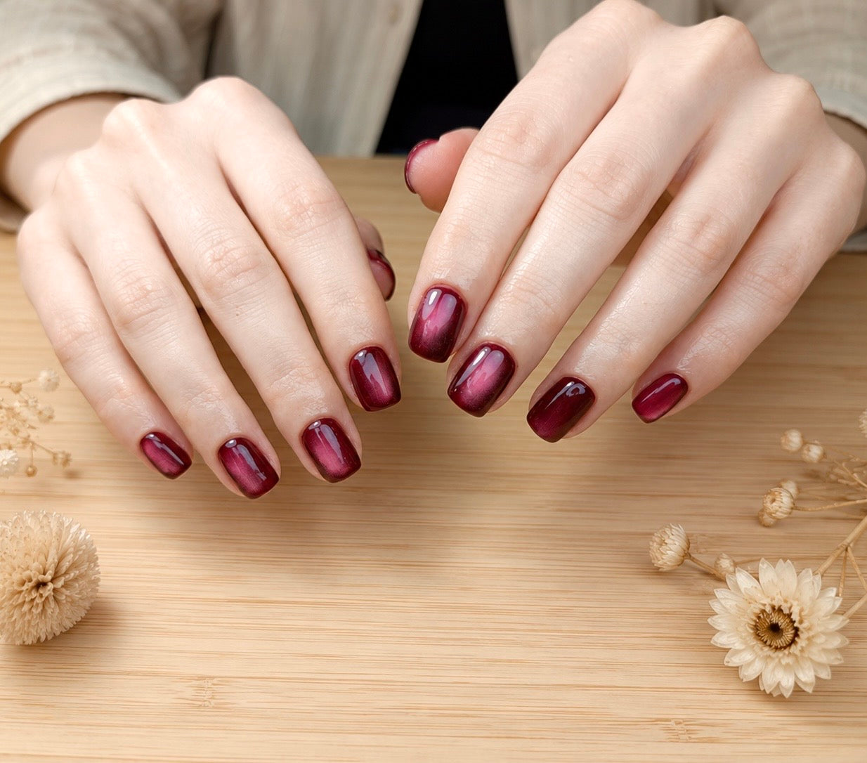 Reinforced Gel Manicure & Cat Eye Art
