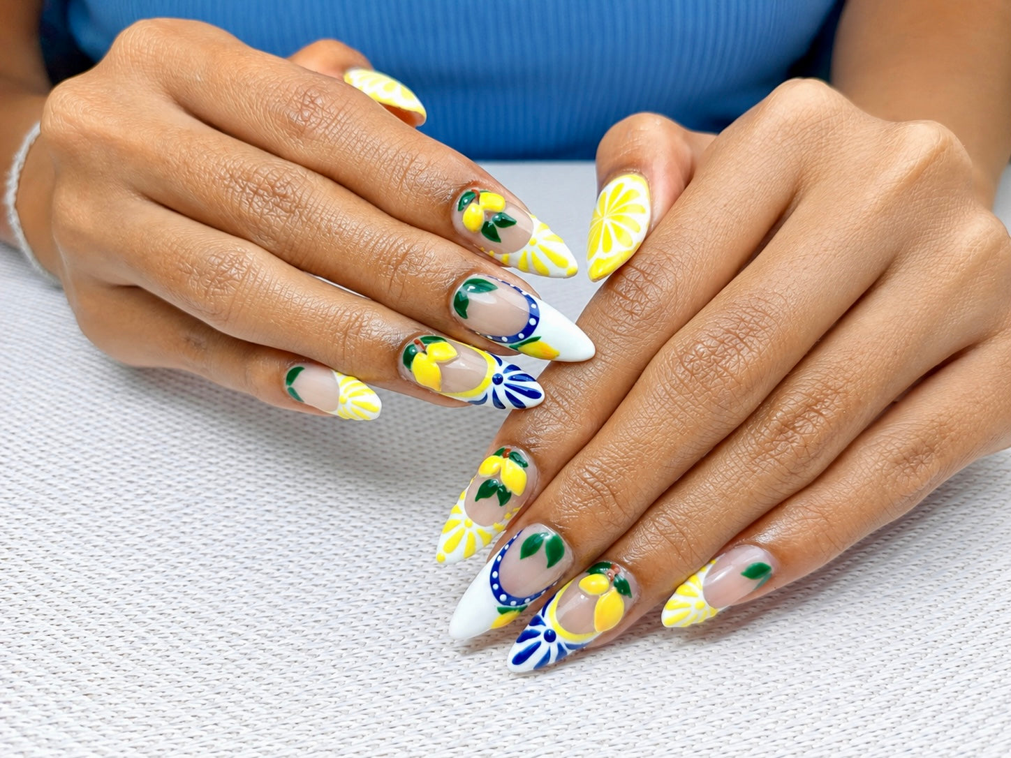 Built Acrygel Extension & Summer Lemon Art