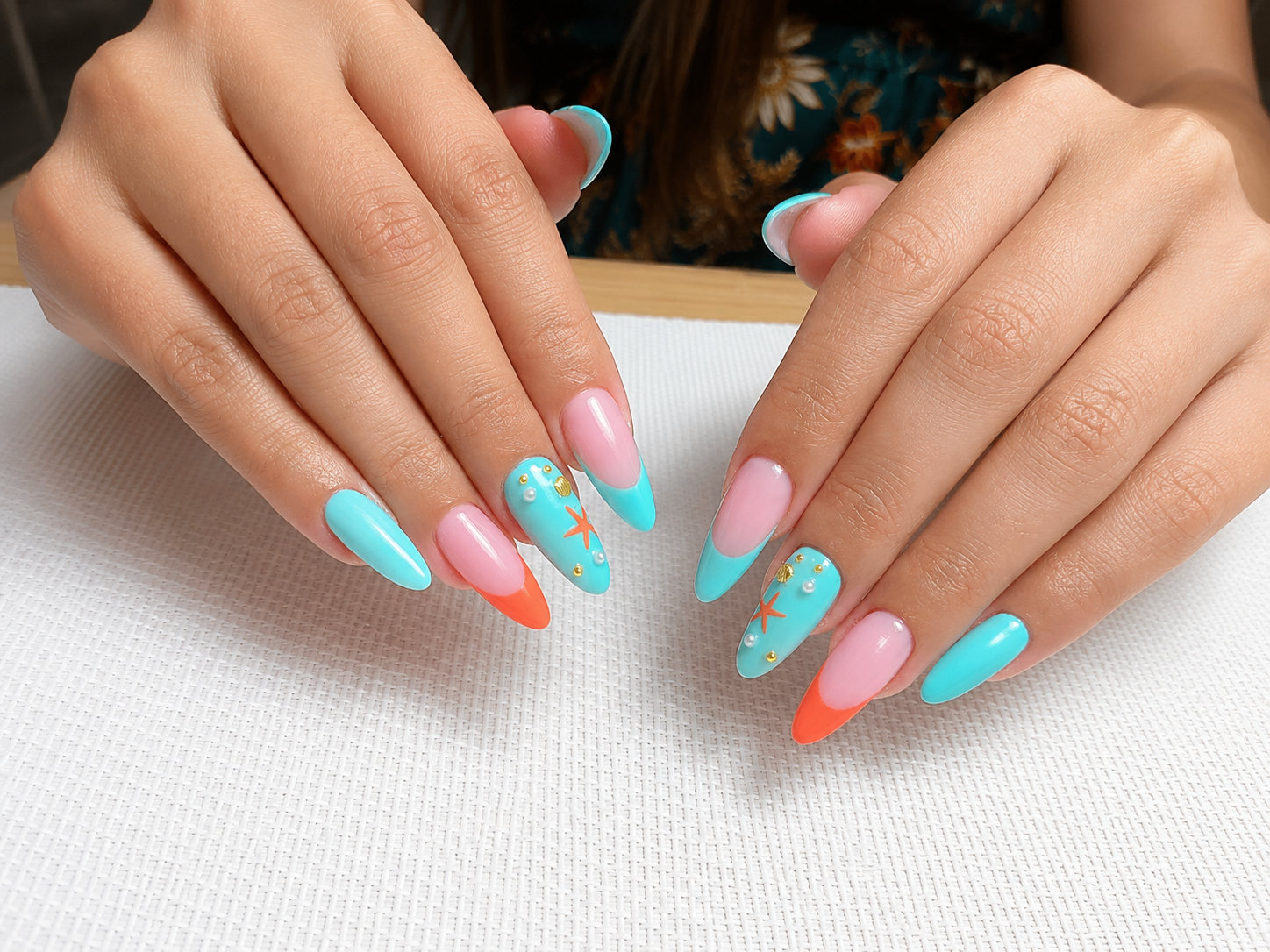Built Acrylgel Extension & Tropical Ocean Design