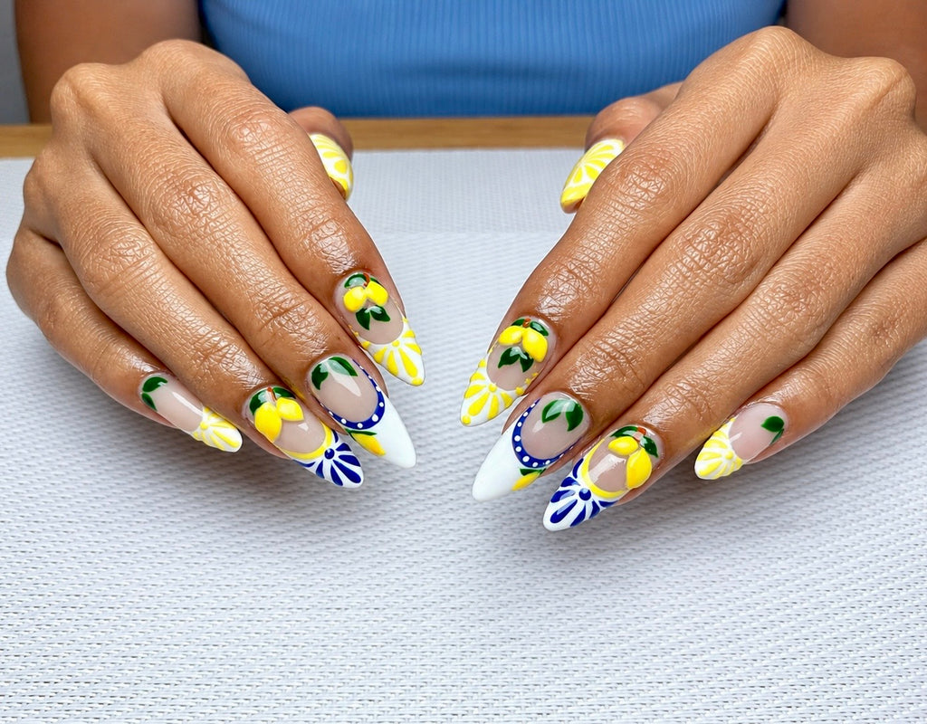 Built Acrygel Extension & Summer Lemon Art