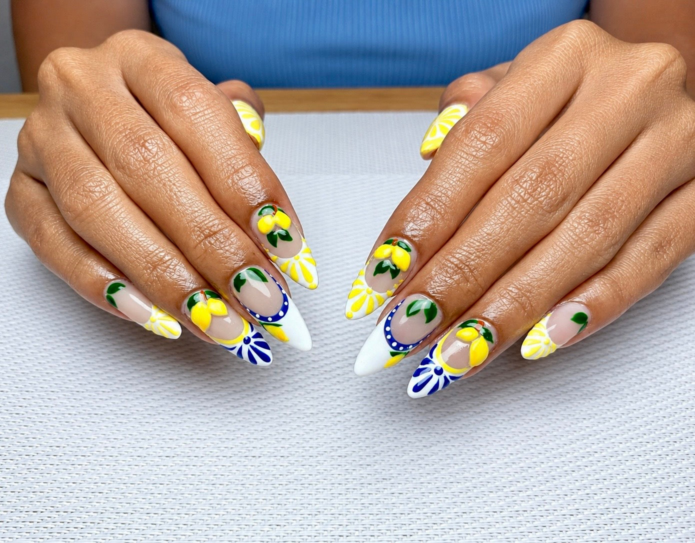 Built Acrygel Extension & Summer Lemon Art