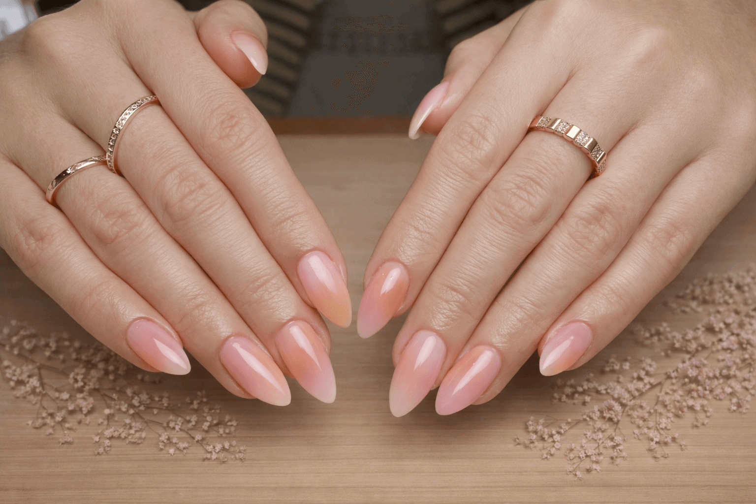 Biab Manicure with Soft Ombre Art